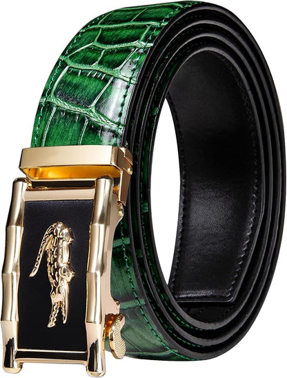 Barry.Wang Mens Belts Leather Ratchet Automatic Buckle Slide Click 1 3/8" Designer Dress Fashion Classic Casual Work Business