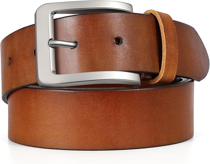 Men's Leather Belt Full Grain Leather Belts for Men Handmade Real Solid Top-Grain Leather Heavy-Duty Work Belt Gifts