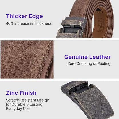 Marino Avenue Ratchet Belt for Men. Adjustable Leather Dress Belt with 38 Easy to Click Into Place Ratchet Closures.