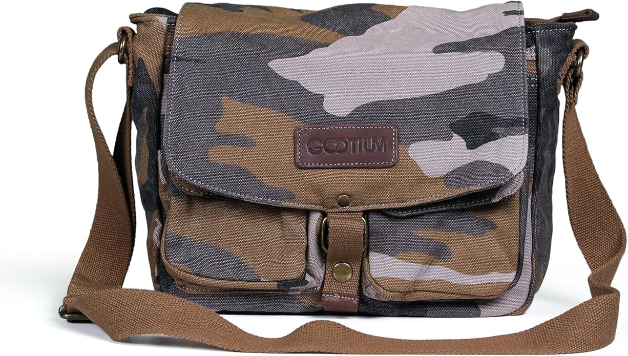 Gootium Canvas Messenger Bag - Vintage Crossbody Shoulder Bag Military Satchel
