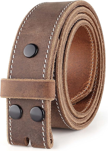 F&L CLASSIC Belt for buckle men Snap on Strap Full Grain One Piece Leather no buckle,1 1/2" Wide, USA