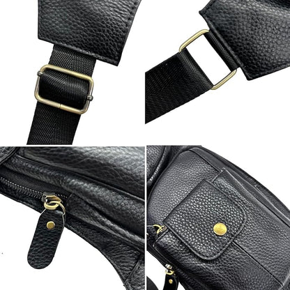 Hebetag Leather Sling Bag Crossbody Backpack for Men Women Travel Outdoor Camping