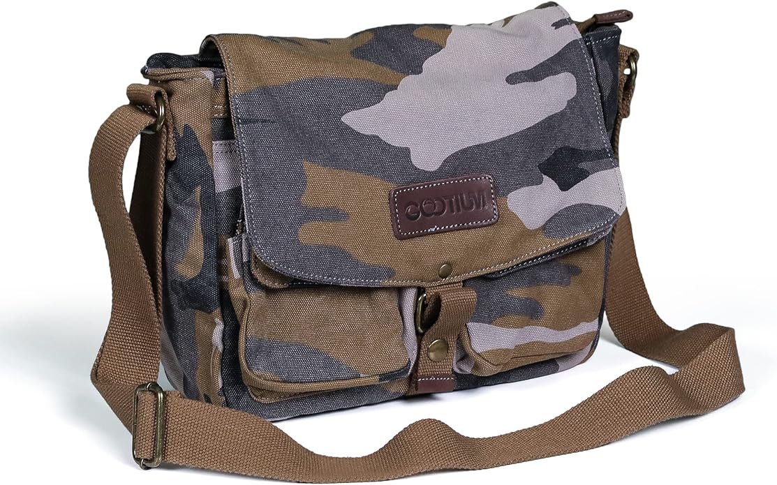 Gootium Canvas Messenger Bag - Vintage Crossbody Shoulder Bag Military Satchel