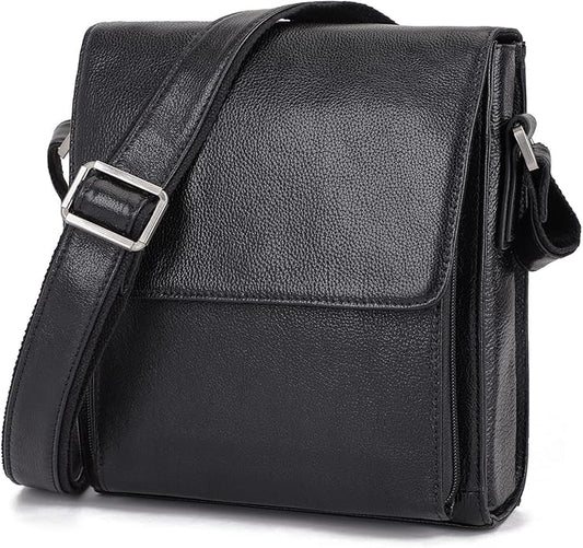 Augus Leather Messenger Crossbody Shoulder Bag for Men Work Business Casual Adjustable straps With YKK Metal Zipper
