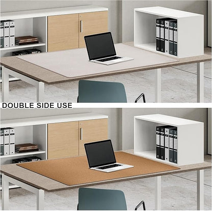 MAIDERN 40”x 24” Leather Desk Pad, Reversible Large Desk Mat, Cork & Leather Large Mouse pad for Desk, Waterproof Computer Desk Pad for Gaming Home Office (Cream)