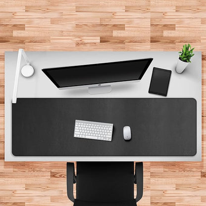 Cacoy 59" x 20" Leather Desk Mat Desk Pad Blotter, Extra Large Desk Cover Mat Protector & Large Gaming Mouse Pad, Waterproof PU Leather Computer Keyboard Mat Desk Accessories for Office & Home, Black