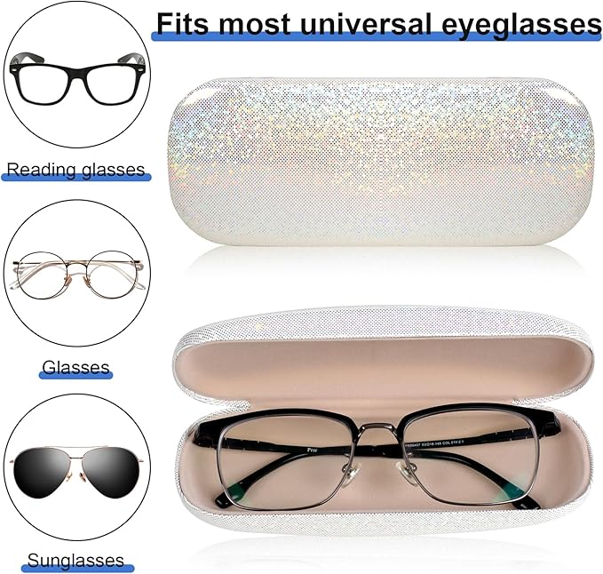 Joyberg Glasses Case, 2 Pack Eyeglass Case with Cleaning Cloth, Glasses Case Hard Shell Fits Most Glasses