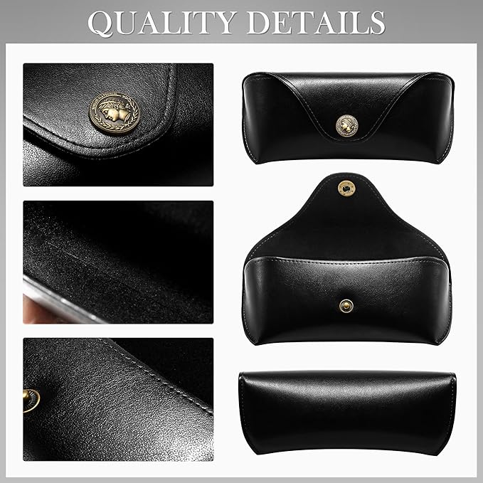 SUNGAIT Vegan Leather Glasses Case Portable Sunglasses Holder Hard Shell Slim Design Travel-Ready