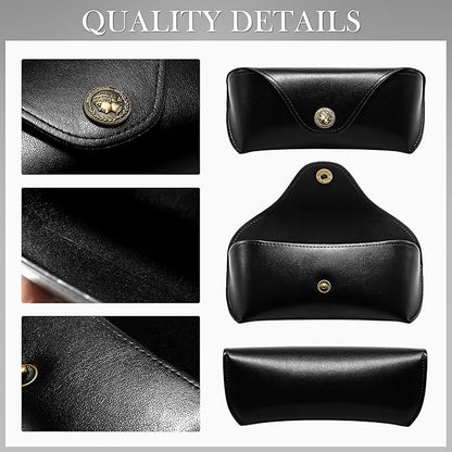 SUNGAIT Vegan Leather Glasses Case Portable Sunglasses Holder Hard Shell Slim Design Travel-Ready