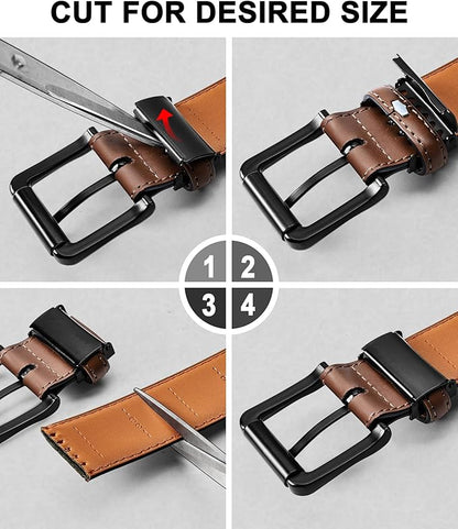 BULLIANT Men Belt,Leather Belt Adjustable For Men Dress Casual Jeans 1 3/8,Cut For Fit