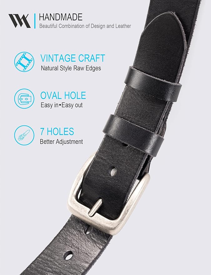 WOLFANT Leather Belt for Men,100% Italian Full Grain Real Solid Leather