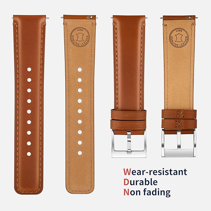 Fullmosa Leather watch strap, vintage replacement strap, watch strap 22 mm, 20 mm, 24 mm, 19 mm, 18 mm, bracelet watch accessories for men and women, watch strap for smartwatch and universal watches