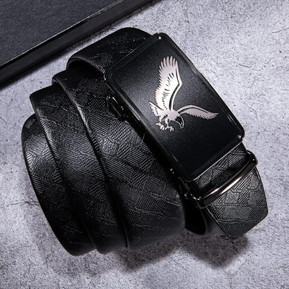 Dubulle Designer Ratchet Belt for Men Leather Fashion Adjustable Automatic Buckle Sliding Removable Dress Casual