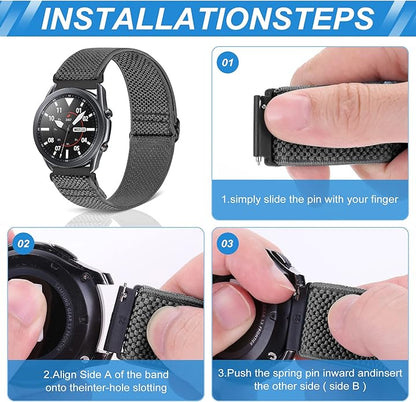 Compatible with 16mm 18mm 19mm 20mm 22mm 24mm Watch Bands Quick Release Replacement Wristband,Adjustable Stretchy Nylon Solo Loop Straps Fabric Braided Sport Elastic Bands for Men Women