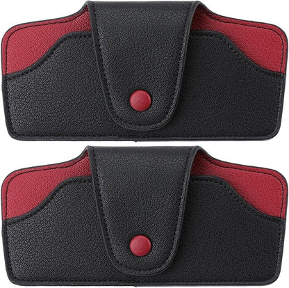 Car Sunglasses Holder for Car Visor Vegan Leather Auto Eyeglass Case with Clip Automotive Interior Visor Accessories