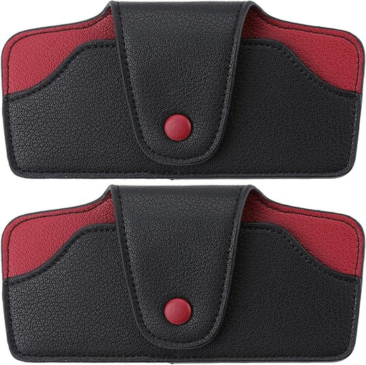 Car Sunglasses Holder for Car Visor Vegan Leather Auto Eyeglass Case with Clip Automotive Interior Visor Accessories