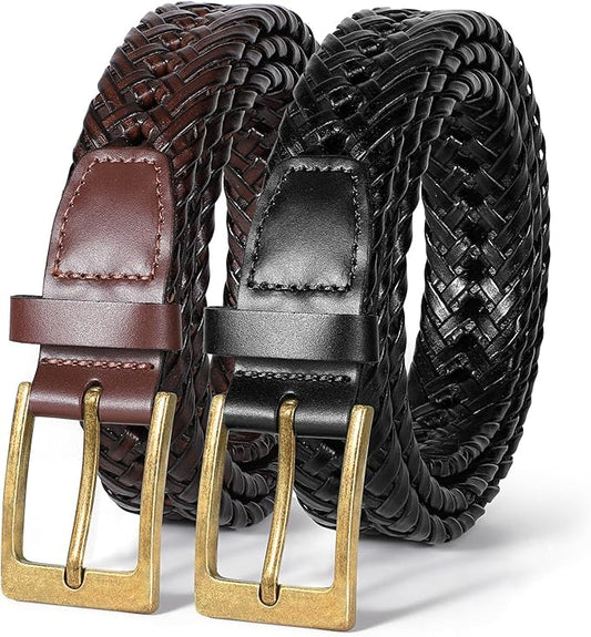 BELTROAD Braided Leather Belt for Men Casual Jeans Golf, Men's Leather Woven Alloy Buckle Hand Braided Belts Gift for Men