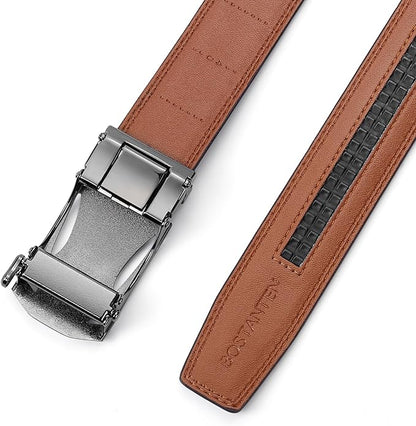 BOSTANTEN Mens Belt Leather Ratchet Belt For Men Dress and Casual with Adjustable Buckle, Trim to Fit