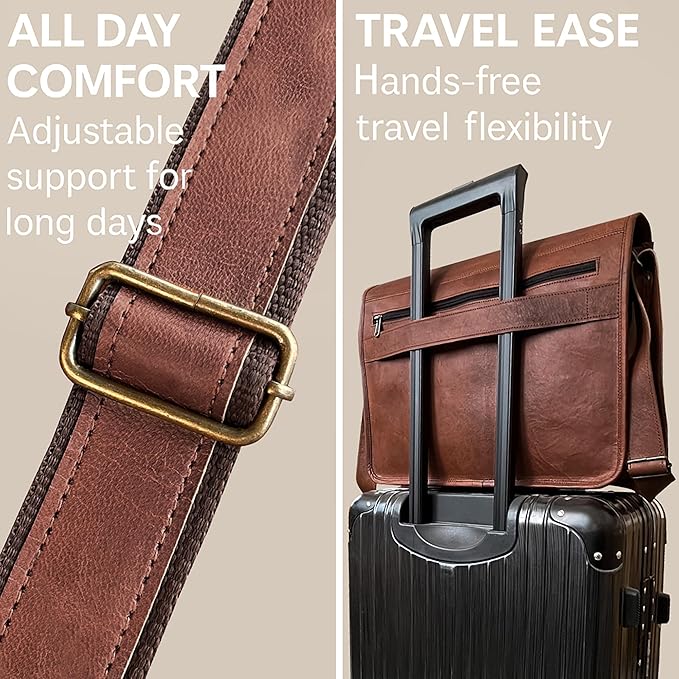 RUSTIC TOWN 15 inch Vintage Crossbody Full Grain Leather Laptop Messenger Bag