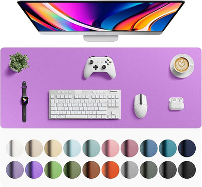 Aothia Faux Leather Desk Mat - Large Mouse Pad, Non-Slip PU Leather Blotter, Waterproof Writing Surface for Office and Home (Iris Violet, 42" x 17")