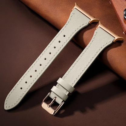GEAK Slim Leather Band Compatible with Samsung Galaxy Watch 8 40mm 44mm/Watch 8 Classic 46mm, No Gap Adjustable Genuine Leather Replacement Dressy Strap for Samsung Watch 8 Bands Women