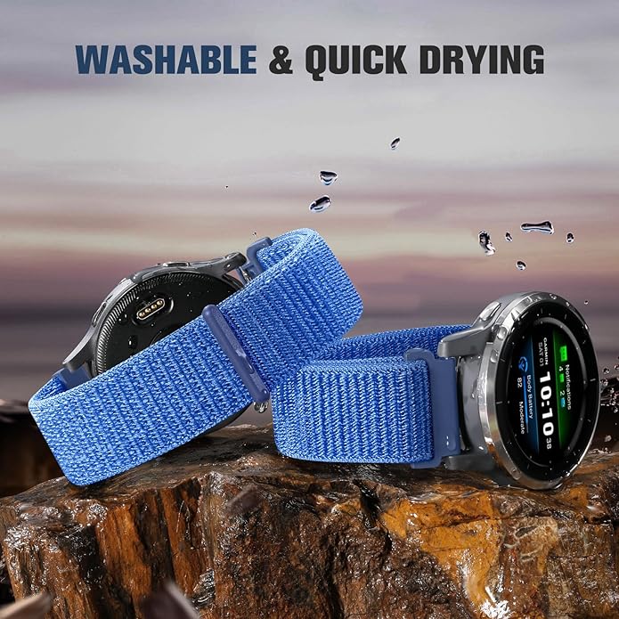 18mm 20mm 22mm Hook and Loop Watch Band Compatible with Garmin Vivoactive 5/ Vivoactive 6/ Vivoactive 3, Soft Nylon Breathable Sport Strap for Venu 2S/ Venu3S/ Forerunner 265s,Venu 3/ Venu 2 Men Women