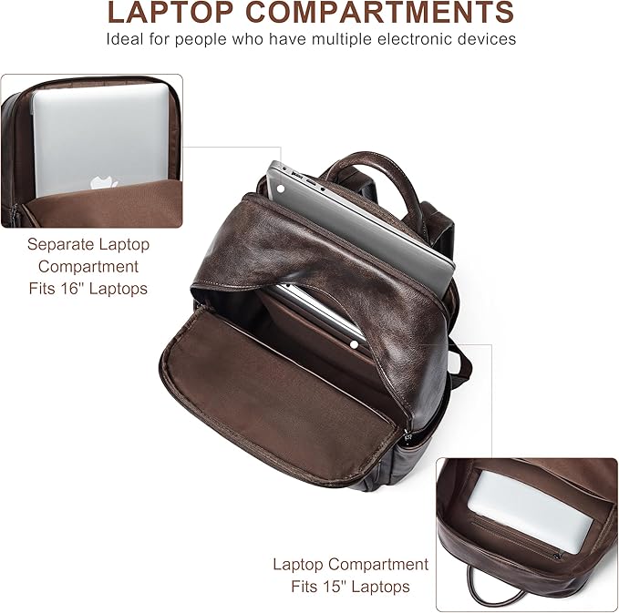 Shrrie Laptop Backpack for Women 16 Inch,Vegan Leather Travel Backpack Purse Work Business Computer Backpacks Teacher Nurse College Laptop Bookbag Casual Daypack,Two-toned Coffee