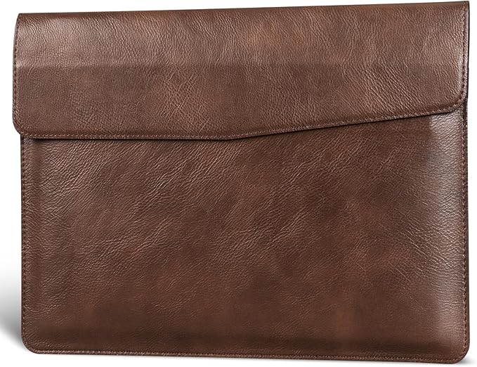 16 inch Genuine Leather Laptop Sleeve for MacBook Pro 16 Inch M5 M4 M3 M2 M1 Pro/Max＆MacBook Air 15 Inch M5 M4 M3 M2 Case,Premium Protective Case Cover with Magnetic Closure-Vintage Dark Brown