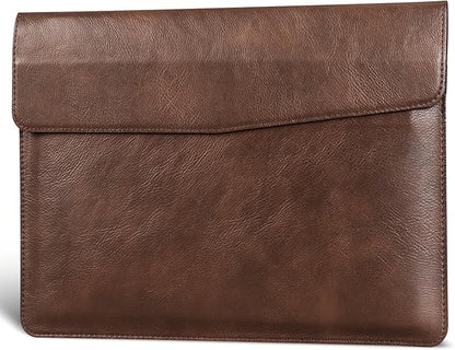14 Inch Leather Laptop Sleeve for MacBook Pro 14 Inch M5 M4 M3 M2 M1 Pro/Max Case,Premium Protective Case Cover with Magnetic Closure-Vintage Dark Brown