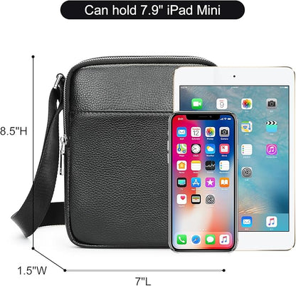 NIUCUNZH Man Purses and Bags Small, Mini Genuine Leather Messenger and Shoulder Bag for Men with lots of Zipper Pockets