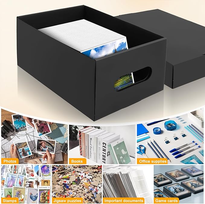 10PCS Photo Storage Box for 4"x6" Photos,10.83“ x 6.89“ x 4.7“ Picture Box Store and Protect Pictures,Documents Black