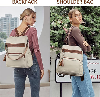 BOSTANTEN PU Leather Laptop Backpack for Women Designer Travel Backpack with Laptop Compartment Ladies Computer Shoulder Bags