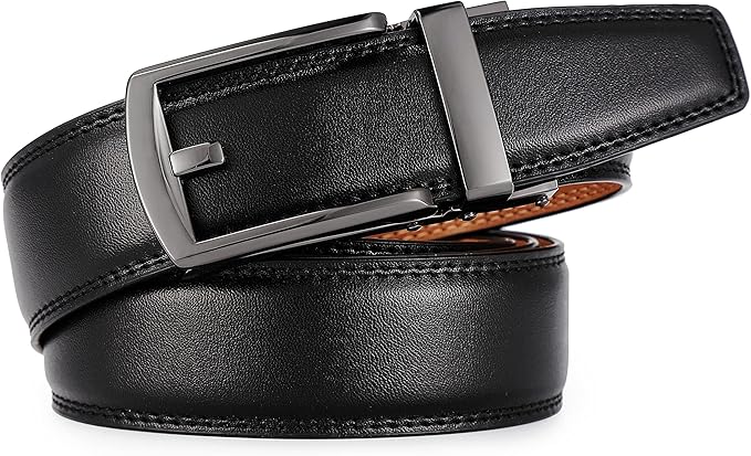 Lingli Men's Belt,Ratchet Dress Belt with Automatic Buckle Brown/Black-Trim to Fit-35mm wide