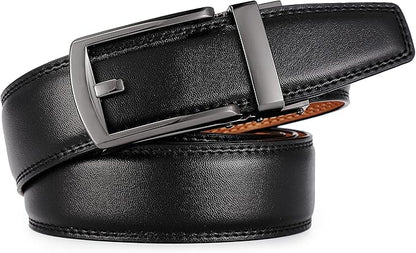 Lingli Men's Belt,Ratchet Dress Belt with Automatic Buckle Brown/Black-Trim to Fit-35mm wide