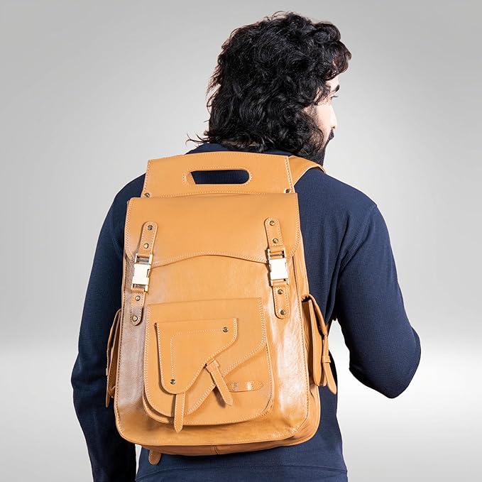 Handmade World Full Grain Leather Backpack for Men – Business Computer Backpack Fits Upto 17” Laptop, Office Work Travel Bag