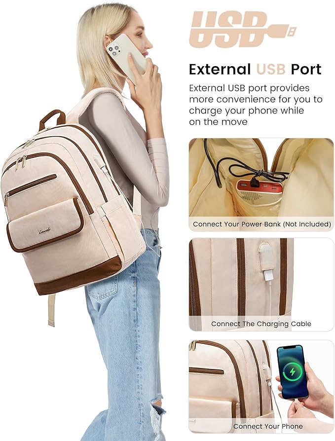 LOVEVOOK Laptop Backpack for Women,17.3 Inch Fashion Travel Backpack with USB,Large Capacity Backpack Purse,Water-resistant fits College Work Business Travel
