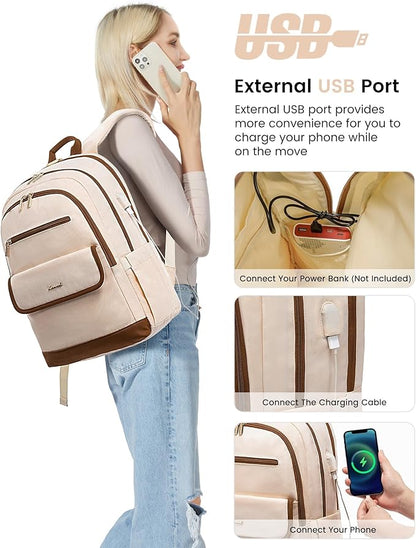 LOVEVOOK Laptop Backpack for Women,15.6 Inch Fashion Travel Backpack with USB,Large Capacity Backpack Purse,Water-resistant fits College Work Business Travel
