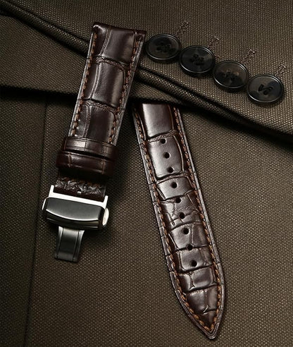 REZERO Leather Watch Bands for Men, Quick Release Watch Straps, Luxury Italian Alligator Grain Embossed Band Replacements 19mm 20mm 21mm 22mm