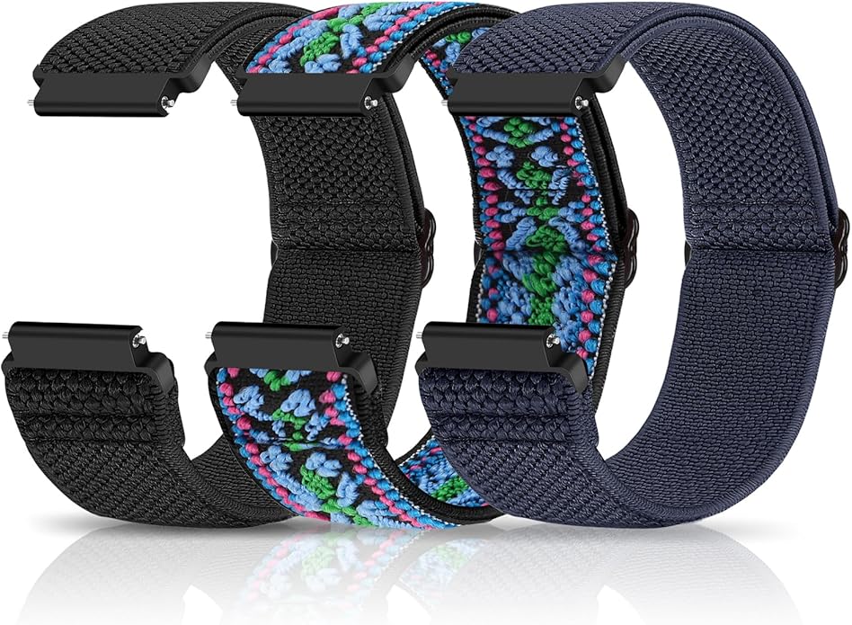 Compatible with 16mm 18mm 19mm 20mm 22mm 24mm Watch Bands Quick Release Replacement Wristband,Adjustable Stretchy Nylon Solo Loop Straps Fabric Braided Sport Elastic Bands for Men Women