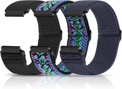 Compatible with 16mm 18mm 19mm 20mm 22mm 24mm Watch Bands Quick Release Replacement Wristband,Adjustable Stretchy Nylon Solo Loop Straps Fabric Braided Sport Elastic Bands for Men Women