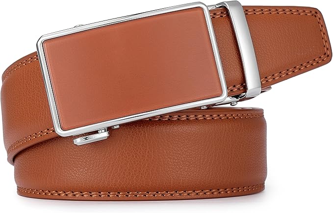 Lingli Men's Belt,Ratchet Dress Belt with Automatic Buckle Brown/Black-Trim to Fit-35mm wide