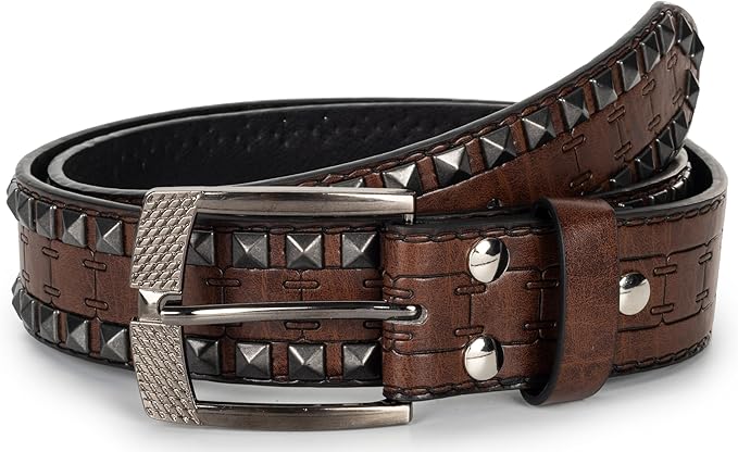 Mealah Vintage Western-Cowboy-Belt for Women Men - Carved Buckle PU Leather Waist Belts (for Waist 28"-38")