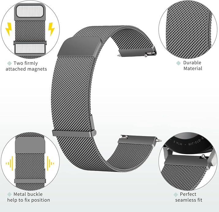 Meliya Metal Watch Bands, 20mm 22mm Quick Release Watch Strap, Stainless Steel Mesh Replacement band for Women Men