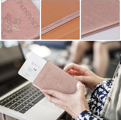 TIGARI Passport Holder for Travel Women Men, Valentines Day Gifts PU Leather Wallet Cover Case Sleeve, Waterproof Protected Document Organizer, Vacation Plane Cruise Travel Essentials