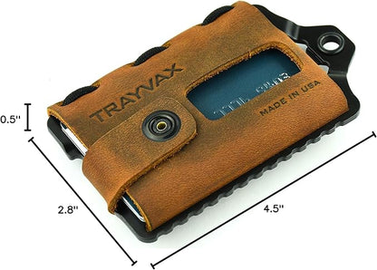 Trayvax Element Wallet, RFID Front Pocket Credit Card Holder with Money Clip, Minimalist Slim Leather Metal Wallet for Men and Women