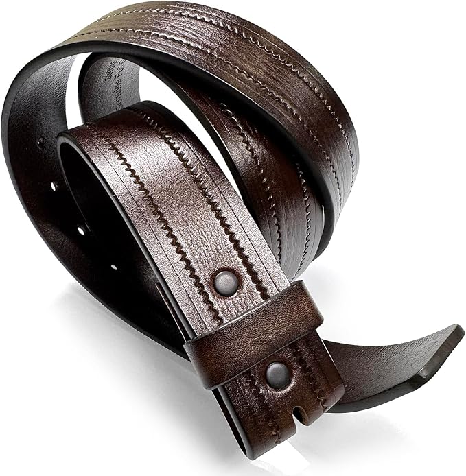 Western Floral Engraved Embossed Tooled Genuine Leather Belt Strap or Belt 1-1/2"(38mm) Wide, Multi-Style Options