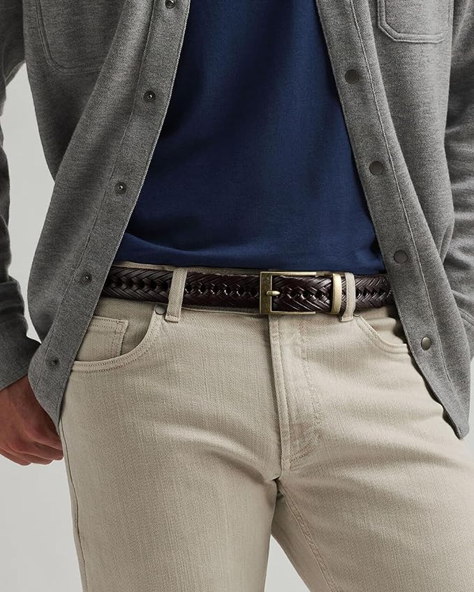 CHAOREN Leather Braided Belts for Men - 1 1/8" Mens Casual Woven Leather Belt for Dress Pant
