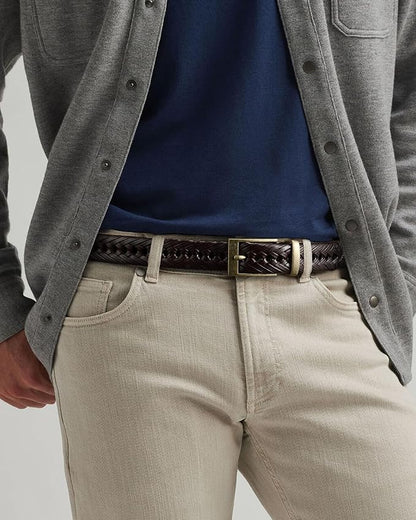 CHAOREN Leather Braided Belts for Men - 1 1/8" Mens Casual Woven Leather Belt for Dress Pant