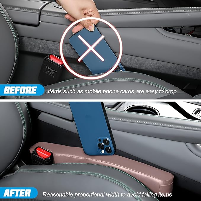 Mandark Car Seat Gap Filler, 2PCS Leather Vehicle Gap Stopper to Fill Between Seat and Console, Automotive Crevice Plug Blocker Accessories from Dropping, Universal for SUV, Sedan, Truck (Pink)