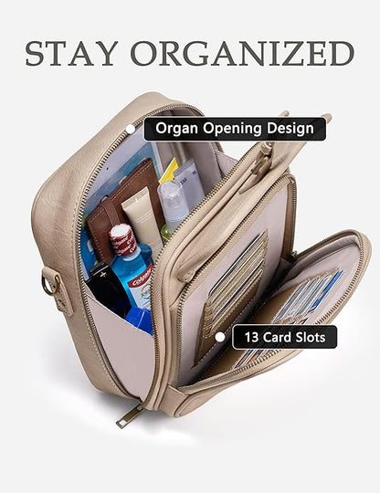 Crossbody Bag for Women Men, Vegan Leather Anti-Theft Messenger Shoulder Bag, Vintage Cross Body Purse with Card Slots